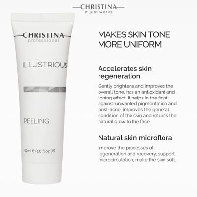 Christina Illustrious Face Peeling Gel Experience Gentle Exfoliation and Skin Renewal Formulated with AHA BHA Glycolic, Lactic &amp; Salicylic Acids For All Skin Types 50ml 1.7 fl.oz
