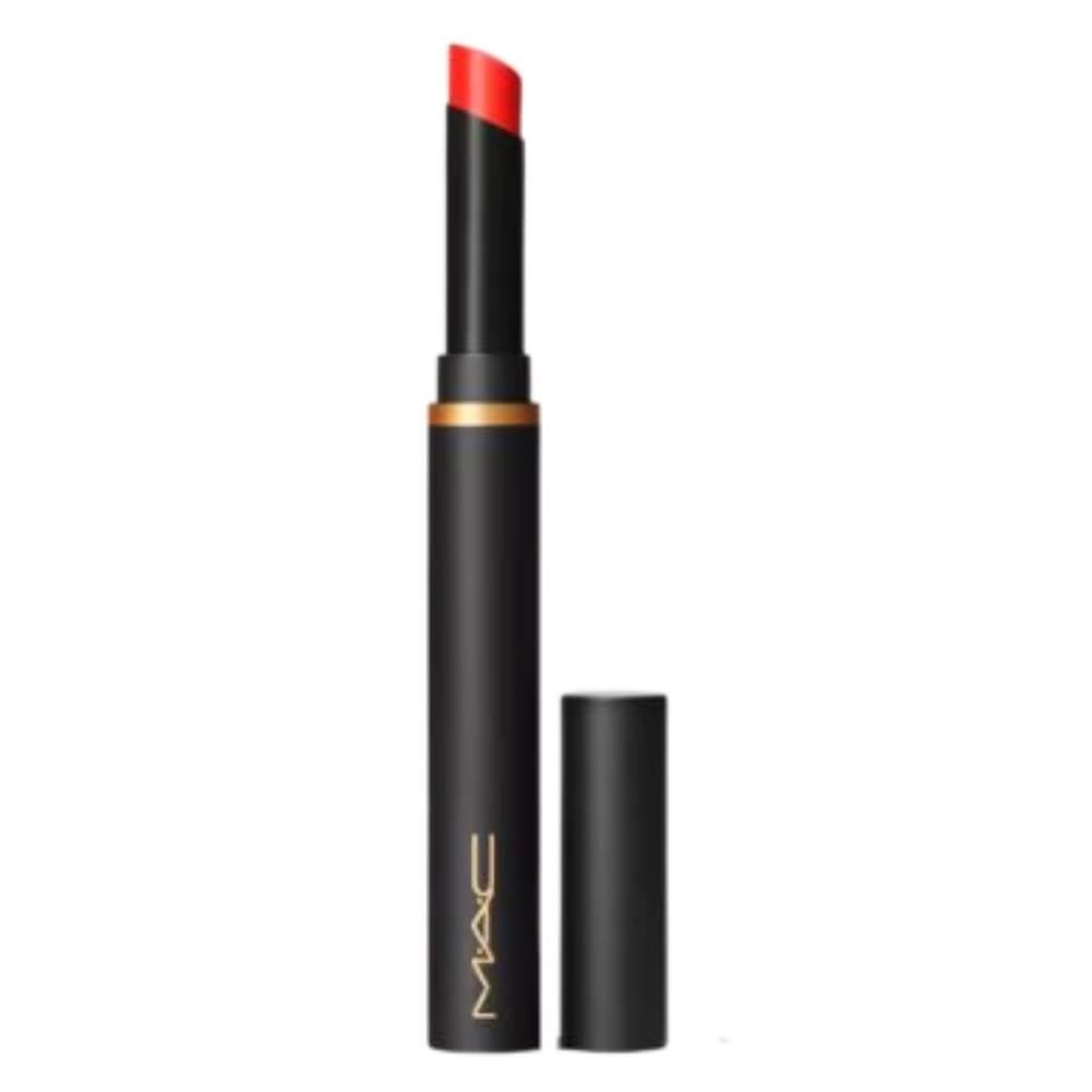 MAC Powder Kiss Velvet Blur Slim Stick Lipstick - 875 Devoted To Danger Bright Orange Red