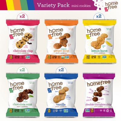 Homefree Mini Cookies Variety Pack, Gluten Free, Nut Free, Vegan, Cookie Snack Packs, School Safe and Allergy Friendly Snack Pack of 10