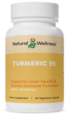 Natural Wellness Turmeric 95 with BioPerine - High Absorption Turmeric for Joint Health, Immune Support, and Liver Detox - 60 Vegan Capsules