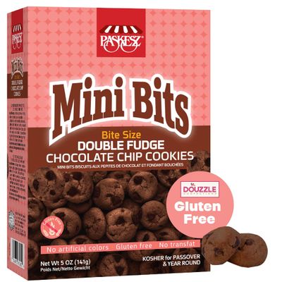 DOUzzle Gluten Free Cookies, Bite Size Double Fudge Chocolate Chip 5 OZ - Pack of 1 Non Gebrokts Kosher for Passover Food Snacks - No Artificial Colors or Preservatives