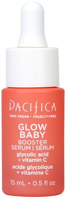 Pacifica Glow Baby Booster Mini Face Serum, Vitamin C &amp; Glycolic Acid For Brightening Dull Skin, Fragrance-Free, Vegan &amp; Cruelty-Free, 1 Fl Oz