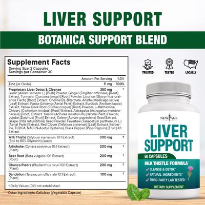 Liver Cleanse Detox & Repair - Milk Thistle Supplement - Liver Support with Choline, Artichoke Extract, Chicory & Dandelion Root Supplement - Milk Thistle Liver Detox & Liver Cleanse - 60 Count