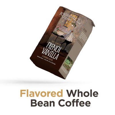 KALAMAZOO COFFEE COMPANY French Vanilla Whole Bean Coffee - That Silky Sip Flavored Coffee 12oz Bag 1 Pack