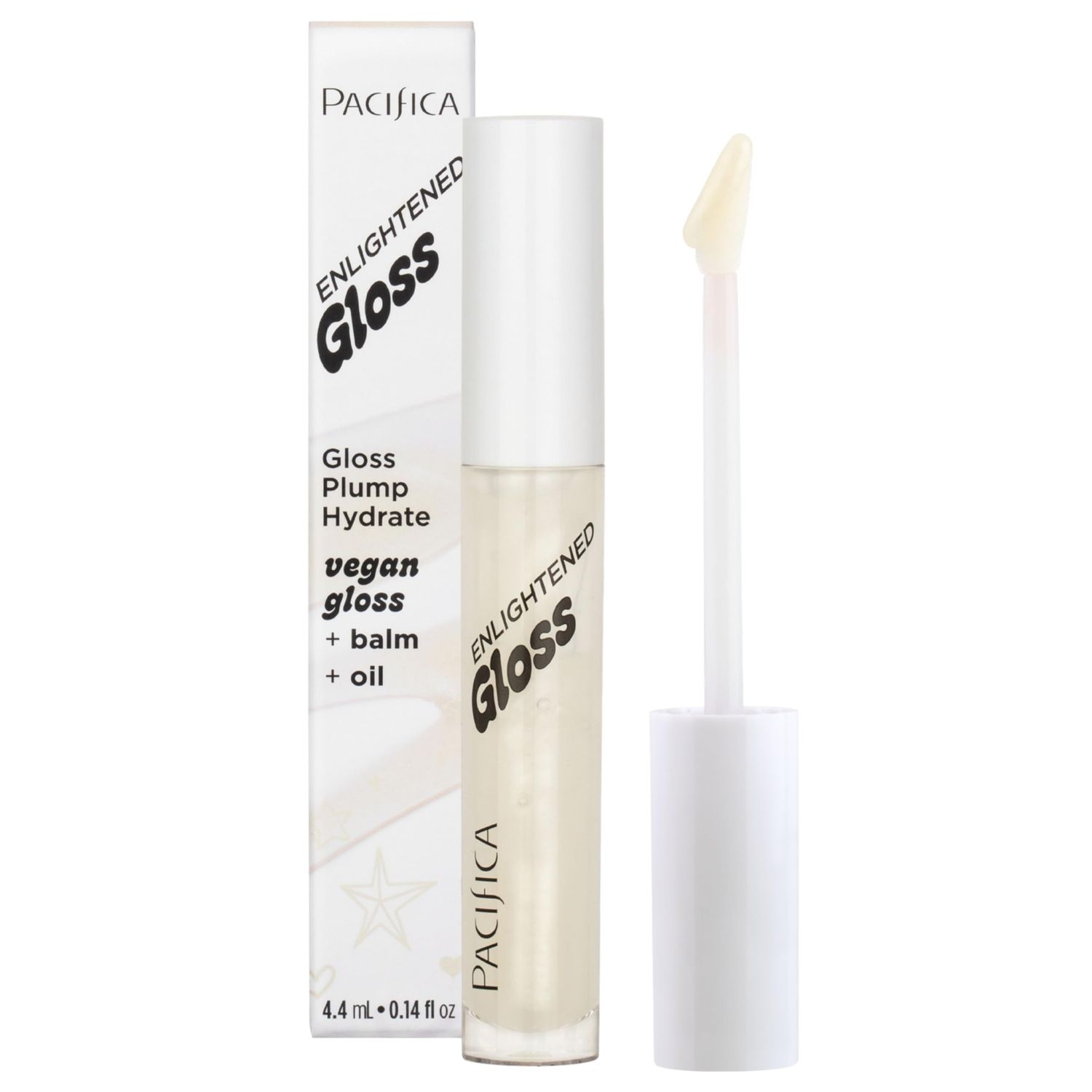 Pacifica Plumping Lip Gloss - Sugar Cake Flavored Shimmering Gold Hydrating Lip Oil Balm, No Tingle Lip Plumper with Shea Butter, Non-Sticky High Shine Sweet Finish, Vegan &amp; Cruelty-Free 0.14oz