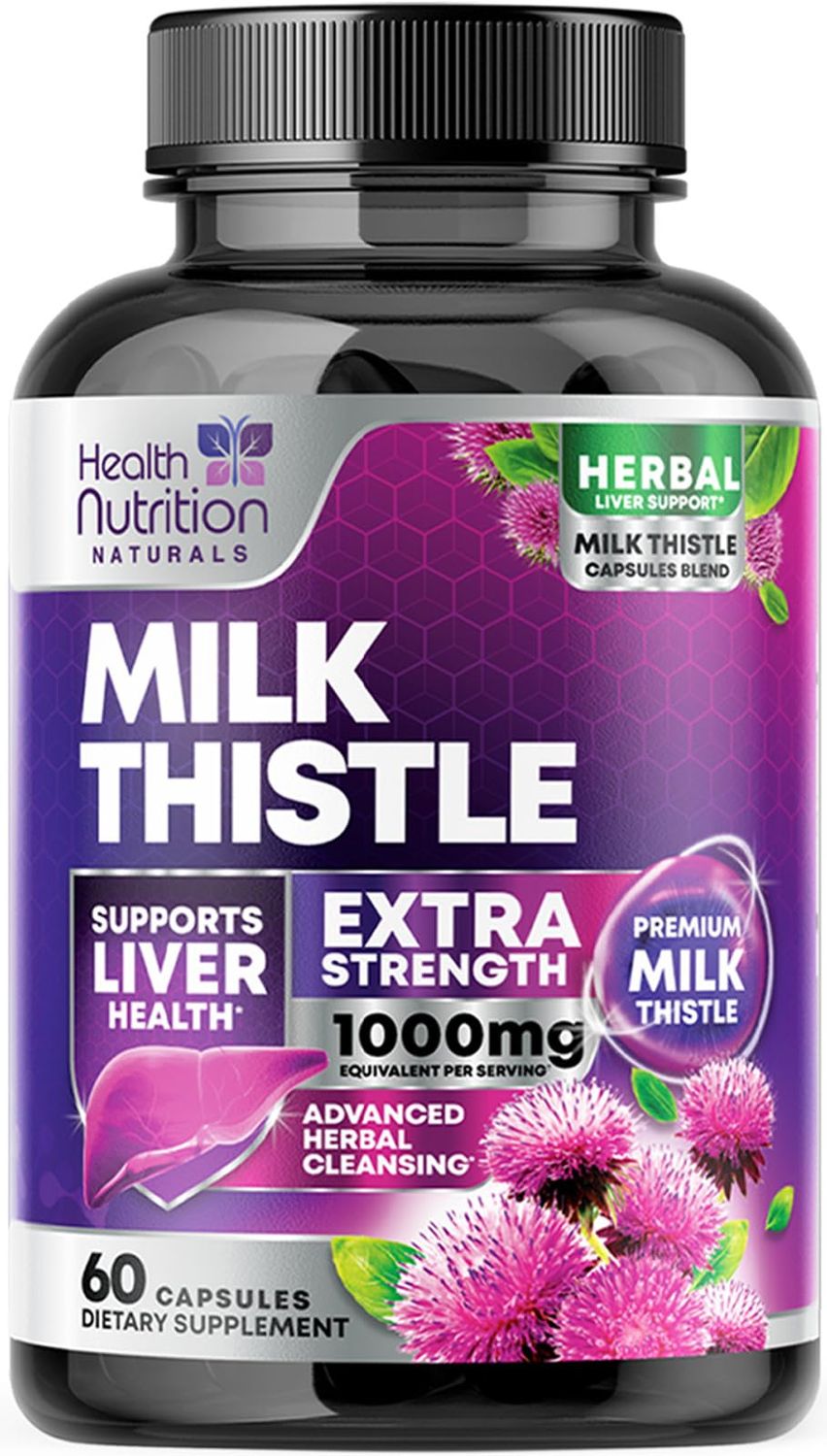 Milk Thistle Extract - Liver Cleanse Detox &amp; Repair Formula with Dandelion Extract 1000mg - Herbal Liver Supplement - Nature&#39;s Milk Thistle wSilymarin Marianum, Supports Liver Health - 60 Capsules