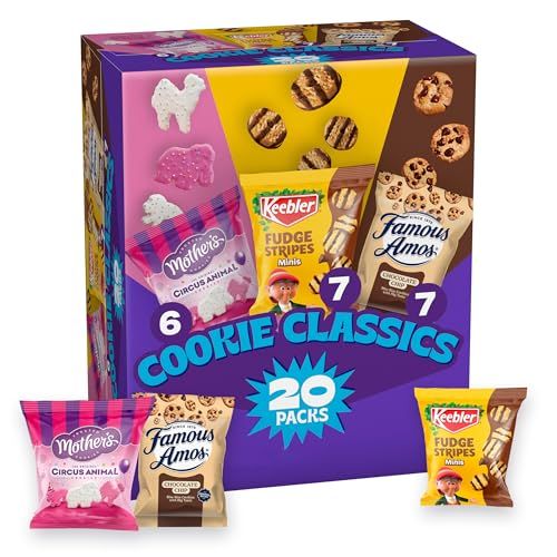 Assorted Cookie Classics Variety Pack - Mothers Circus, Keebler Fudge Stripes &amp; Famous Amos, 20 Pouch Box, 20 oz