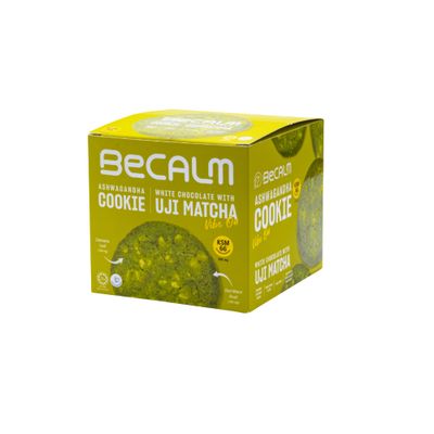 BeCalm Ashwagandha Cookies, 10.58 oz 300 gm White Chocolate with Uji Matcha