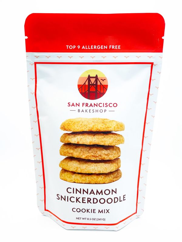 San Francisco Bakeshop Cinnamon Snickerdoodle Cookie Mix, GF Cookie Mix, Vegan, Top 9 Allergen Free Cookie Mix, Dairy Free, Nut Free, Egg Free, 1 Baking Pack Makes 16 Cookies