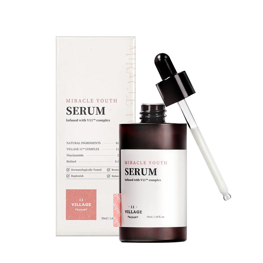 VILLAGE11FACTORY Miracle Youth Serum Retinol 0.1 for beginners Niacinamide Firm skin Youthful Skin Vegan formula 1.69 fl oz50ml