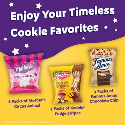 Assorted Cookie Classics Variety Pack - Mothers Circus, Keebler Fudge Stripes &amp; Famous Amos, 20 Pouch Box, 20 oz