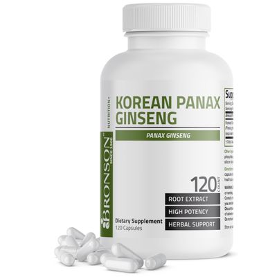 Bronson Korean Panax Ginseng Supports Energy, Endurance &amp; Vitality Memory and Mental Performance, 120 Capsules