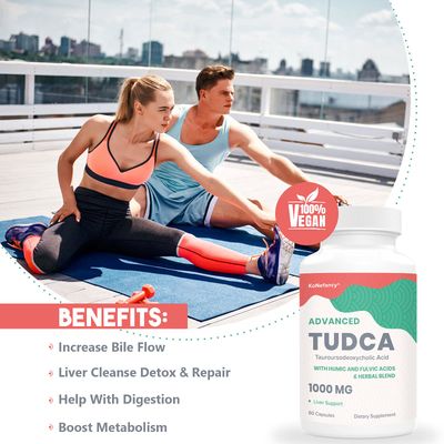 KoNefancy TUDCA Liver Supplements 1000 mg-Bile Salts for Liver Cleanse Detox-Milk Thistle Herbal Blend with Fulvic and Humic Acid for Liver,Digestive Health,60 Vegan Capsules