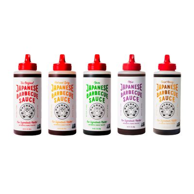 Bachan&#39;s Japanese Barbecue Sauce 5 Pack - 1 OG, 1 Hot, 1 Yuzu, 1 Miso, 1 Sweet Honey - BBQ Sauce for Wings, Chicken, Beef, Pork, Seafood, Noodles, and More. Non GMO, No Preservatives, BPA free