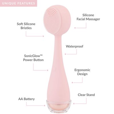 PMD Beauty: Electric Facial Cleansing Brush - Smart Facial Device with Silicone Brush &amp; Anti-Aging Massager, Blush