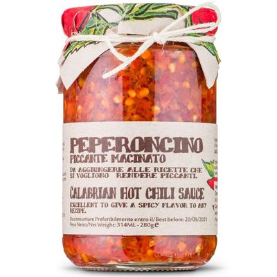 ARTIGIANI DEI SAPORI - Crushed Calabrian Chili Peppers In Oil Glass, 9.8 oz, Italian Hot Chili Sauce, Peperoncini Piccanti Spread