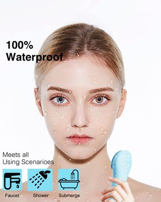 NagraCoola Electric Facial Cleansing Brush - Waterproof and Rechargeable, Exfoliates, Cleanses and Massages Skin - Light Blue