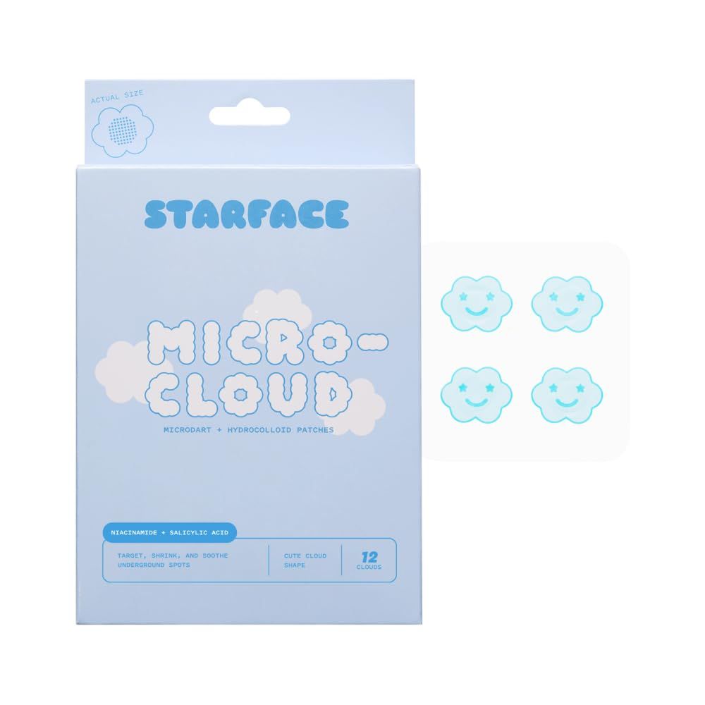 Starface Micro-Cloud, Hydrocolloid Microdart Patches for Early Stage Spots, Pimple Patches with Salicylic Acid and Niacinamide 12 count