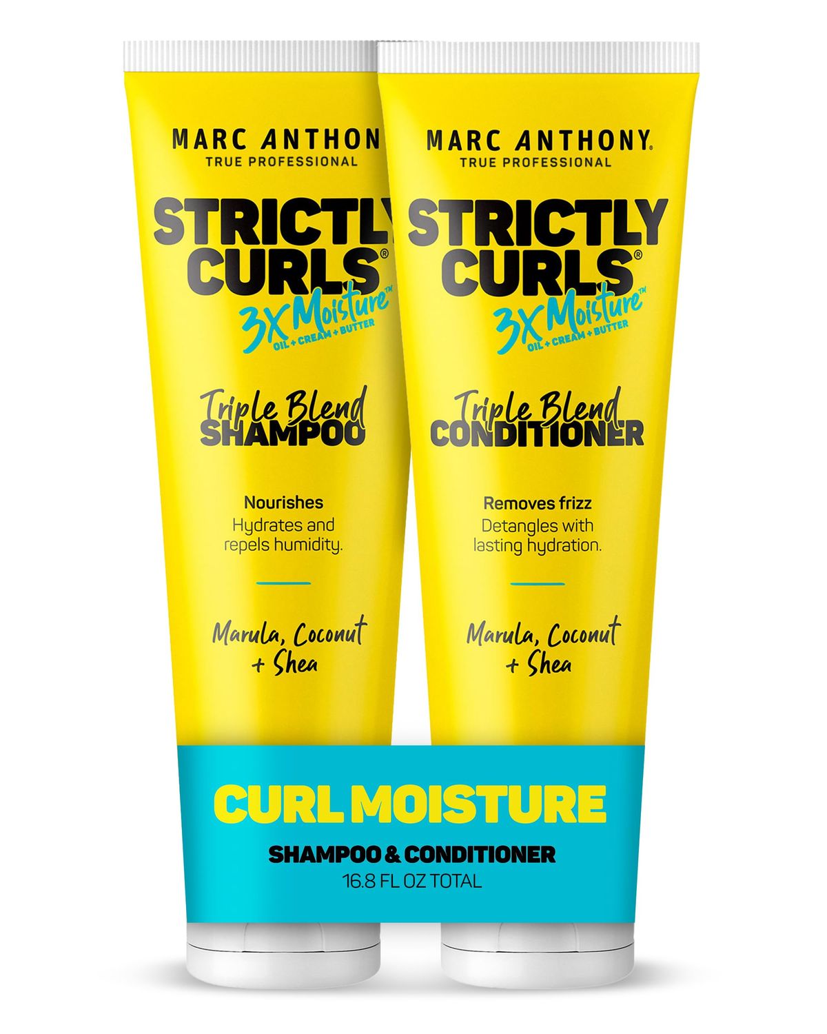 Marc Anthony Strictly Curls 3x Moisture Deep Shampoo &amp; Conditioner for Curl Defining &amp; Anti Frizz - Shea Butter, Marula Oil, Aloe &amp; Coconut Oil - Sulfate Free Color Safe for Dry Damaged Curly Hair