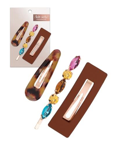 Kitsch Stackable Hair Clips - Fashion Acrylic Clips Large Clips for Thick &amp; Thin Hair Hair Accessories for Women &amp; Girls - 3pcs
