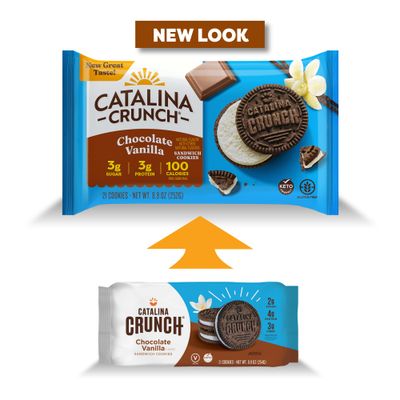 Catalina Crunch Protein Cookies, 4g Protein per Serving - Low-Sugar Sandwich Cookies - Gluten Free, Vegan - Keto Dessert Snacks - Chocolate Vanilla, 8.9 oz. 21 Count