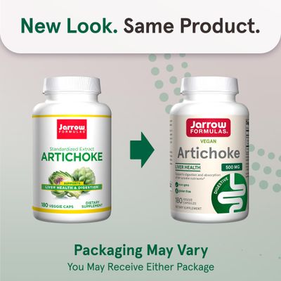 Jarrow Formulas Artichoke 500 mg - 180 Capsules - Standardized Extract - Supports Liver Health &amp; Digestion - White 180 Servings