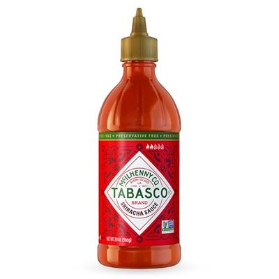 TABASCO Brand Sriracha Sauce, Medium Hot Sauce, Easy-to-Squeeze Bottle, Thai-Style with Louisiana Twist, Rich &amp; Bold Flavor, Great on Stir-Fry, Teriyaki, &amp; More, 20 Oz Pack of 1