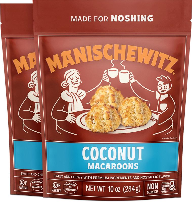 Manischewitz Coconut Macaroons, 10 oz 2 Pack Resealable Bag Dairy Free Gluten Free Coconut Cookie Kosher for Passover