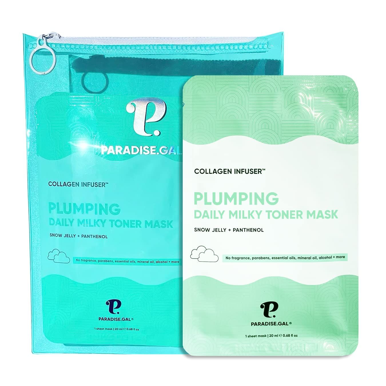 ParadiseGal Plumping Face Masks 10-Pack Korean Skincare Infused with Collagen, Snow Jelly, Panthenol, Niacinamide &amp; Ceramide - Volumizing Solution for Fuller, Youthful Skin