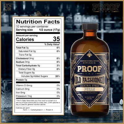 Proof Syrup Old Fashioned Cocktail Mix - Made with Real Bitters & Cane Sugar - Pecan Flavor - Fast, Easy, Delicious, Handcrafted Cocktail Syrup - 16oz - 1 Bottle