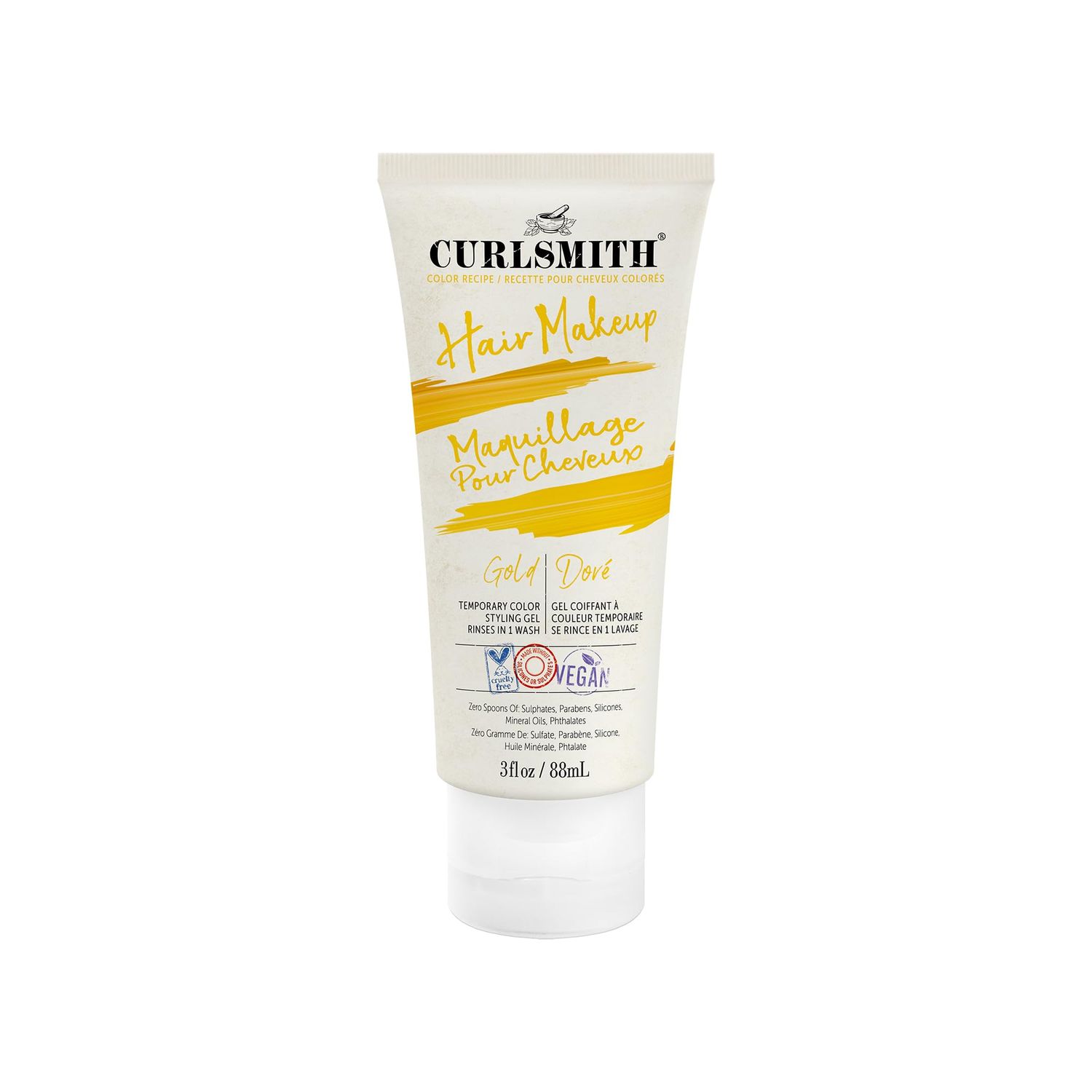 CURLSMITH - Hair Makeup - Vegan Temporary Hair Color and Styling Gel Gold 3 fl.oz