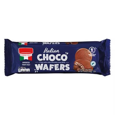 Choco Wafers, European Chocolate, Imported From Italy, Crispy Cookies With Cream Filling, Snack Snacking Gift Treat On the Go Pouches, 5oz Benton Bag