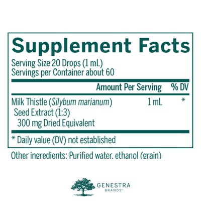 Genestra Brands Milk Thistle Tincture Herbal Supplement to Support Liver Function 2 fl. oz.