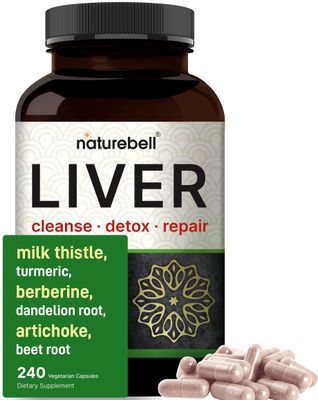 Liver Cleanse Detox &amp; Repair, 240 Veggie Capsules Milk Thistle with Turmeric, Dandelion Root, Artichoke, Black Currant Oil &amp; More in 15-in-1 Herbal Formula Premium Liver Support Supplement