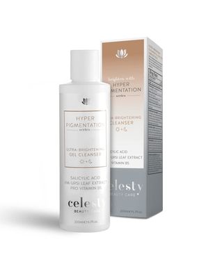 Celesty Beauty Brightening Face Wash, Facial Cleanser Gel Vitamin C, Glycolic Acid AHA, Salicylic Acid BHA Uva Ursi Leaf Extract, Pro Vitamin B5 For Sensitive Skin Large 6.7 fl.oz.