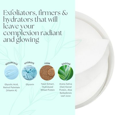 Serious Skincare - Glycolic Resurfacing Pads for Face - AHA Skin Treatment for Smoother Skin - Exfoliates Dead Skin Cells - Pre-Soaked Cotton Cushions - Vitamin E, Aloe - 60 Count