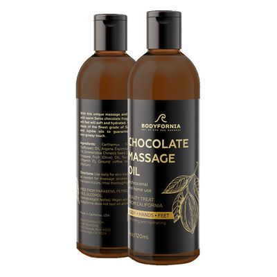 BODYFORNIA Chocolate Body Oil, Organic Jojoba Oil, Moisturizing Multi-Purpose Oil for Hands, Feet, and Body