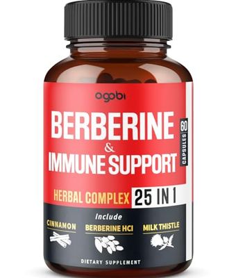 Premium Berberine Supplement with Ceylon, Ashwagandha, Turmeric, Milk Thistle, Elderberry &amp; Black Pepper - Supports Immune System, Cardiovascular &amp; Gastrointestinal - 60 Capsules