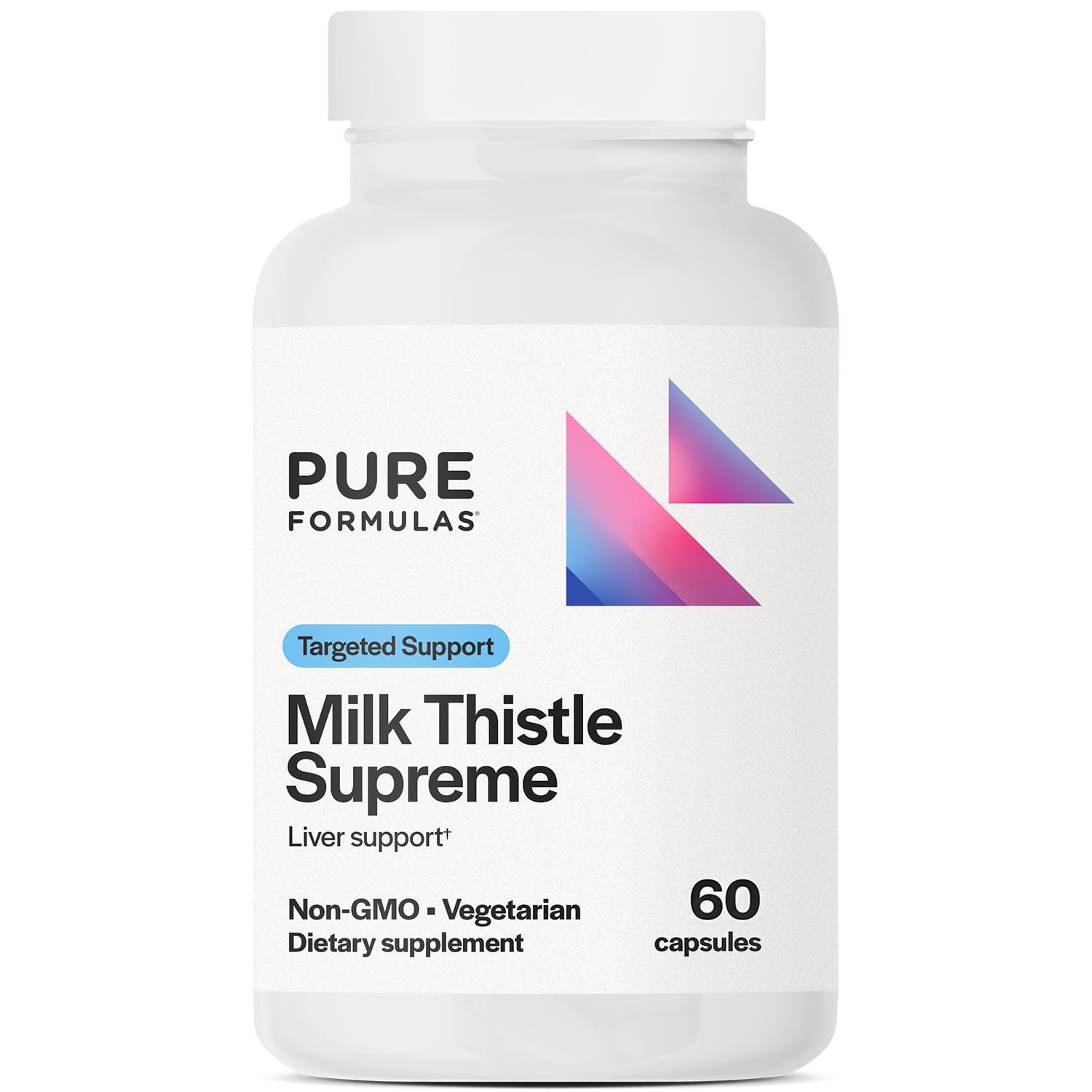 PureFormulas Milk Thistle Supreme 250 mg - Liver Health &amp; Antioxidant Support - Non-GMO Vegetarian Capsules - 60 Count