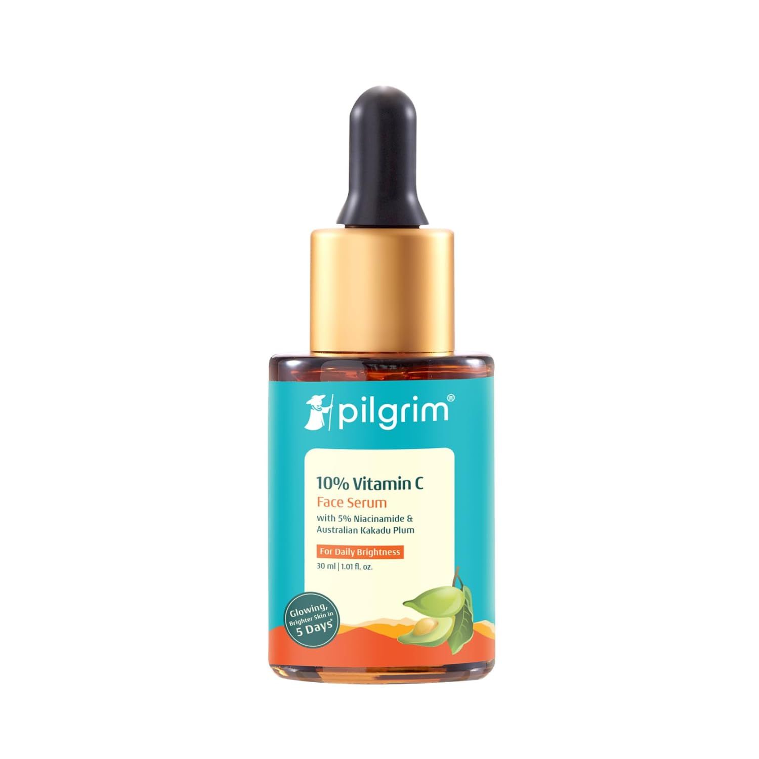 Pilgrim 10 Vitamin C Face Serum Anti Aging Facial Serum with 5 Niacinamide &amp; Kakadu Plum Reduces Fine Lines, Smooths Skin Texture &amp; Improves Radiance 1.01 Fl Oz 30ml