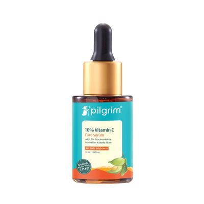 Pilgrim 10 Vitamin C Face Serum Anti Aging Facial Serum with 5 Niacinamide &amp; Kakadu Plum Reduces Fine Lines, Smooths Skin Texture &amp; Improves Radiance 1.01 Fl Oz 30ml