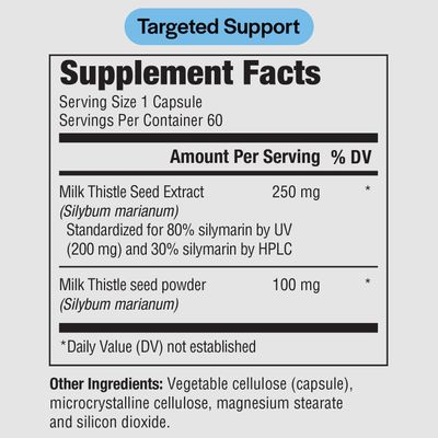 PureFormulas Milk Thistle Supreme 250 mg - Liver Health &amp; Antioxidant Support - Non-GMO Vegetarian Capsules - 60 Count