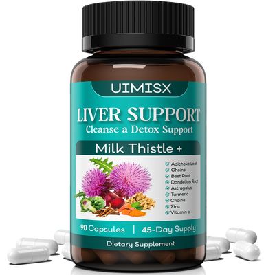 Milk Thistle Supplement - Liver Detox Cleanse Formula Herbal Liver Support with Milk Thistle, Dandelion Root, Artichoke, Turmeric, Astragalus for Liver Health, 90 Capsules