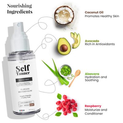 Team Tan Self Tanning Water - Vitamin Infused Self Tanner Mist for Hydrating Face and Body, Sunless Tanning Spray for Fake Tan, No Streaks, Orange Tints or Nasty Smell Dark