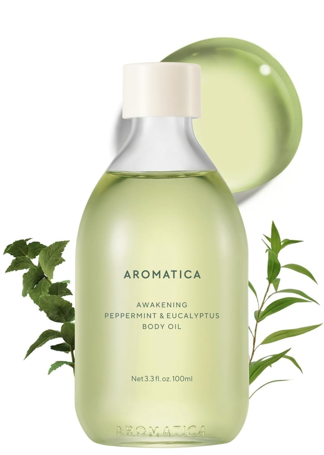 AROMATICA Awakening Body Oil Peppermint &amp; Eucalyptus Aromatherapy Oils, Scented Body Oil, After Shower Natural Oil for Women, Non-Greasy Body Serum, Body Moisturizer for Dry Skin 3.38 fl. oz