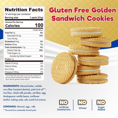 ChocZero Gluten-Free Vanilla Sandwich Cookies with Creme - Low Sugar, Keto Friendly Dunkies 1 Box, 9oz
