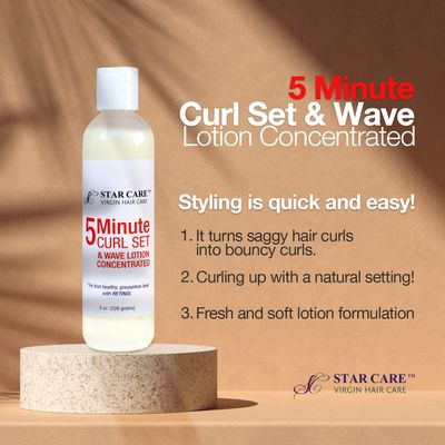 STAR CARE 5 Minute Curl Set & Wave Lotion concentrated with Retinol, Adds Sheen, Repairs & Moisturizes, Ideal for Hairpieces, Braids & Perms 8oz226g