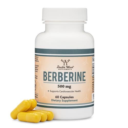 Berberine Supplement 500mg, 60 Capsules Third Party Tested, Non-GMO, Gluten Free, Vegan Safe AMPK Activator - Berberine HCL for Cardiovascular Health by Double Wood