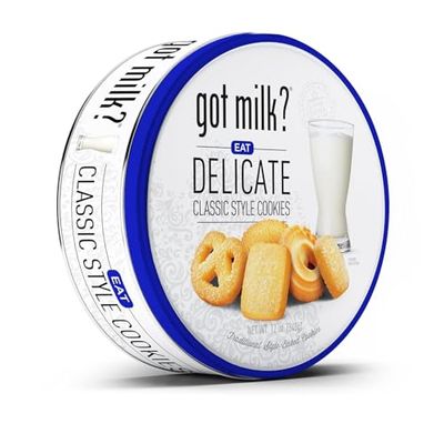 Got Milk? Delicate Traditional Danish Style Butter Cookies in 12 Oz. Gift Tin