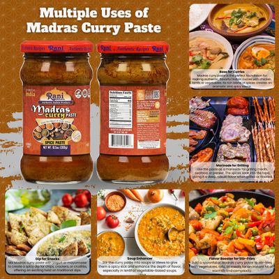 Rani Madras Curry Cooking Spice Paste 10.5oz 300g Glass Jar No Colors All Natural NON-GMO Kosher Vegan Gluten Free Indian Origin
